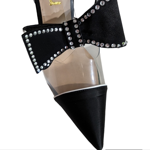 FSJ Bow Clear Stiletto Heels 9 - Picture 4 of 9